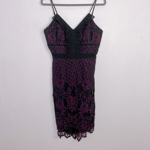 Adelyn Rae lace eyelet cocktail black pink dress